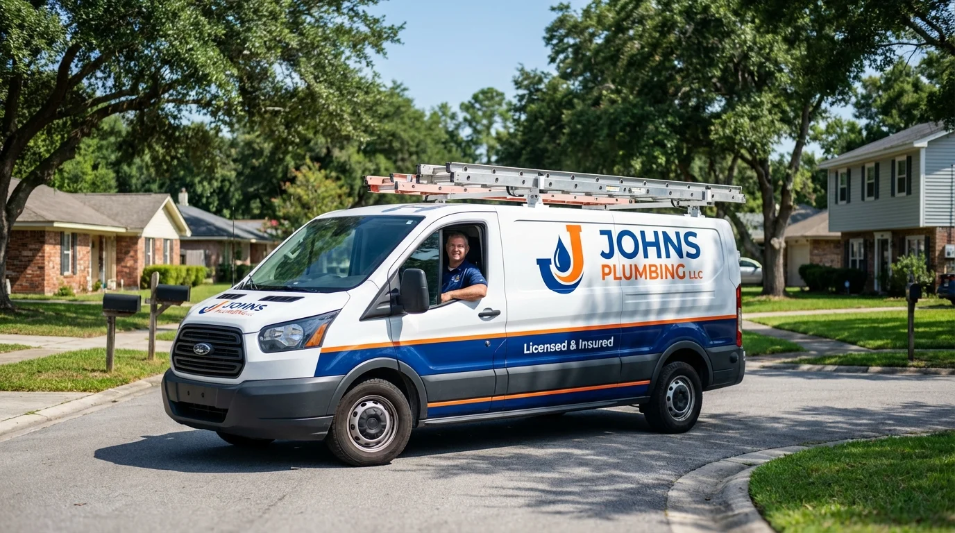 Johns Plumbing LLC service van in South El Monte, CA