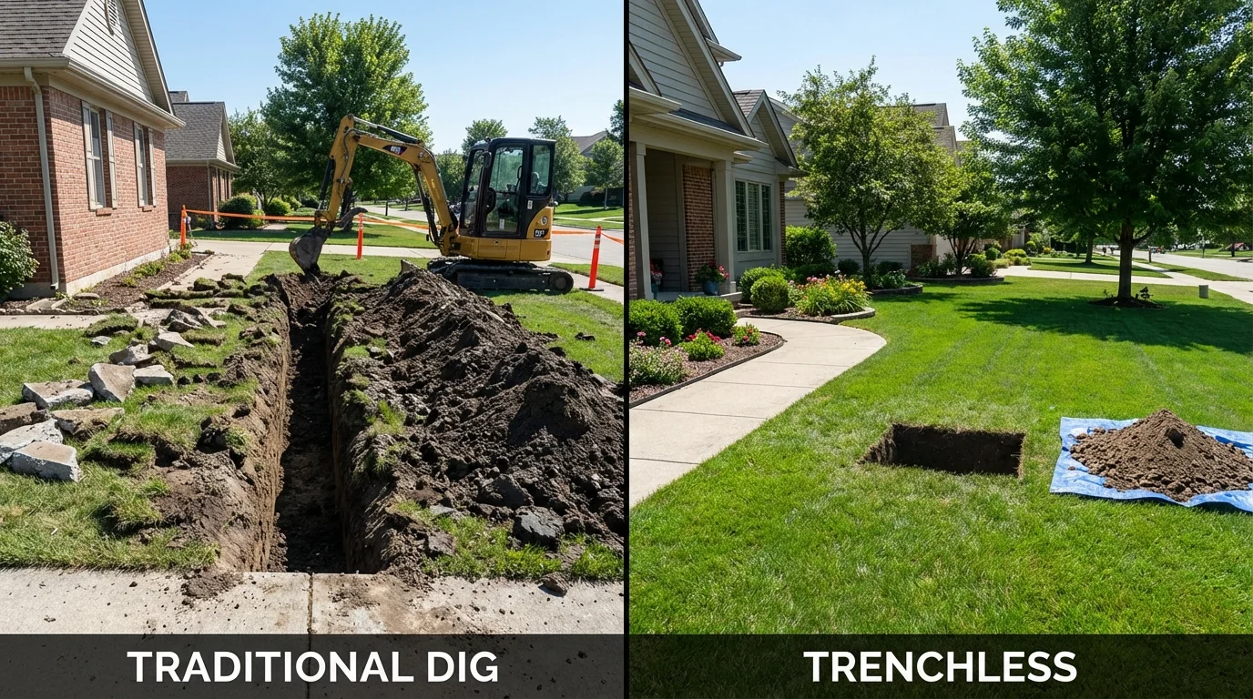 Trenchless sewer repair with minimal yard damage versus traditional excavation in South El Monte, CA